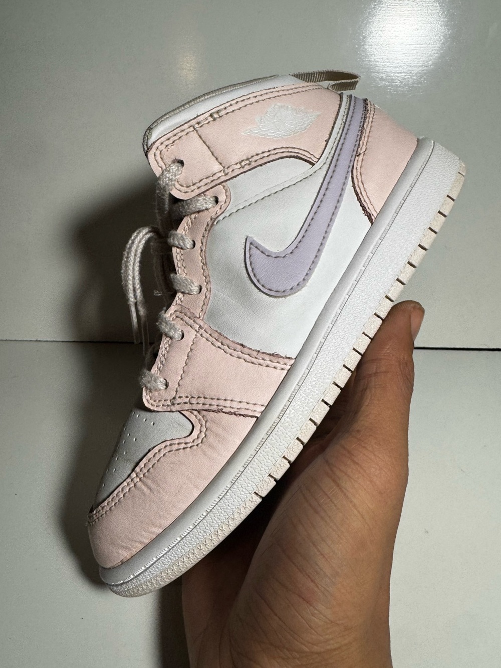 Nike Air Jordan 1 Mid PS Pink Wash White Violet Frost Girl's Size 2Y